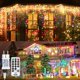 thumbnail image 1 of 400 luces de cortina LED 10M luces de cadena con control remoto IP44 a prueba de agua 8 modos de iluminación luces de hadas para la decoración de la ventana del patio del banquete de boda de Navidad esquí esquí Gafas de esquí, 1 of 5