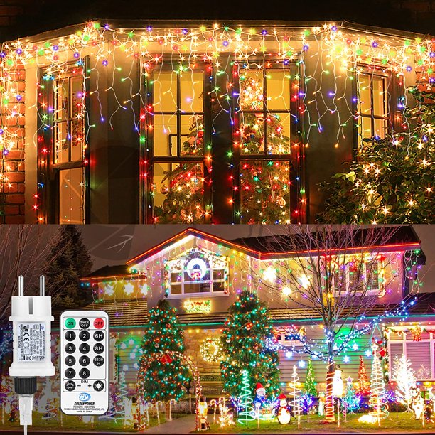 400 luces de cortina LED 10M luces de cadena con control remoto IP44 a prueba de agua 8 modos de iluminación luces de hadas para la decoración de la ventana del patio del banquete de boda de Navidad esquí esquí Gafas de esquí