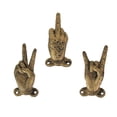 thumbnail image 2 of Zeckos Gold Cast Iron Hand Gesture Decorative Wall Hooks Set of 3, 2 of 6