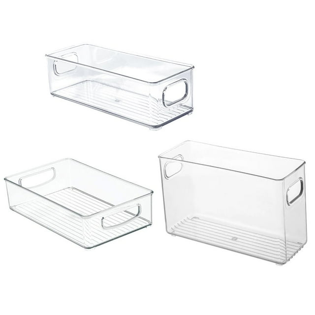 Refrigerator Storage Box Clear Kitchen Cabinet Drawer PET Egg Food Organizer Fruit Fresh-keeping Container 3Pcs Set