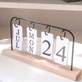 thumbnail image 4 of Dserhfy Metal Flip Calendar with Wooden Base Daily Perpetual Desk Calendar Turn Page Month Date Display Standing Desktop Planner for Office Home, 4 of 7