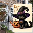 thumbnail image 2 of 1pc 2D flat Halloween Witch Cat Garden Flag for Outdoor use, holiday yard flag without flagpole 12X18 inches - Decorate your yard with this cute Halloween cat flag. Cute Halloween cat yard flag - Add, 2 of 5