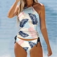 thumbnail image 2 of YDLCAFD Easter Women's Two Piece Tropical Floral Print Swimsuit Tankini Swimsuit Set 2, 2 of 5