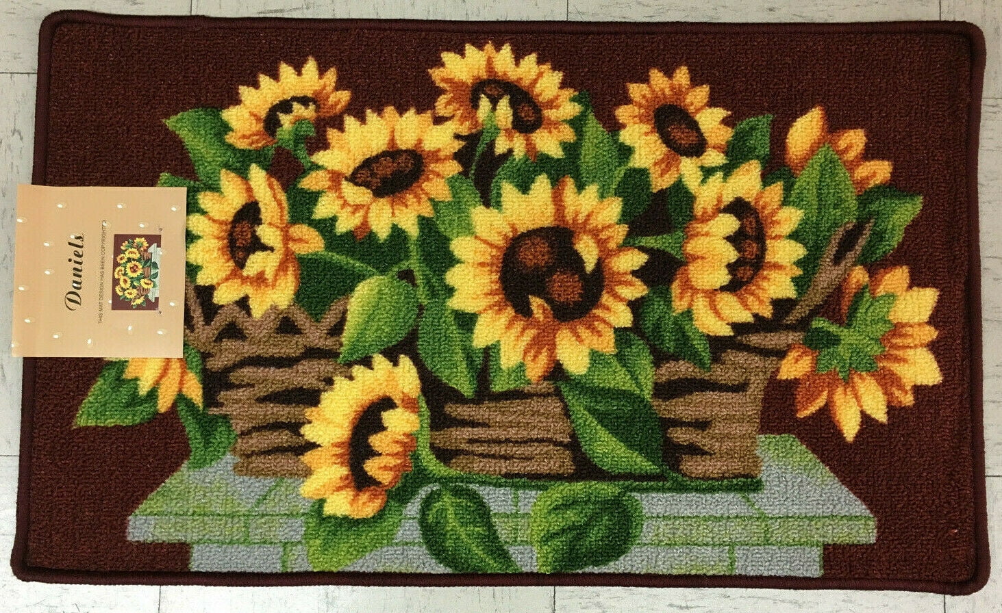 BURGUNDY AND YELLOW SUNFLOWERS KITCHEN RUG WITH NON SKID BACK - Walmart