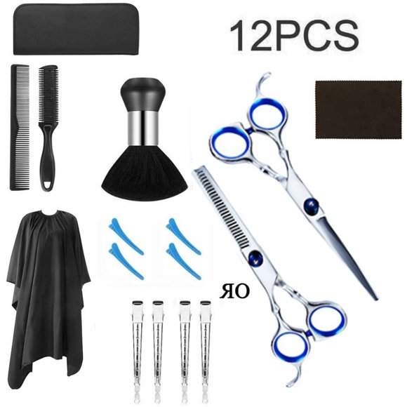12 PCS Hair scissors set hairdressing scissors stainless steel hair cutting scissors hair thinning scissors for men women children