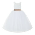 thumbnail image 2 of Ekidsbridal White Lace Back Tutu Tulle Flower Girl Dress Christening Gown 212noFT 7, 2 of 3