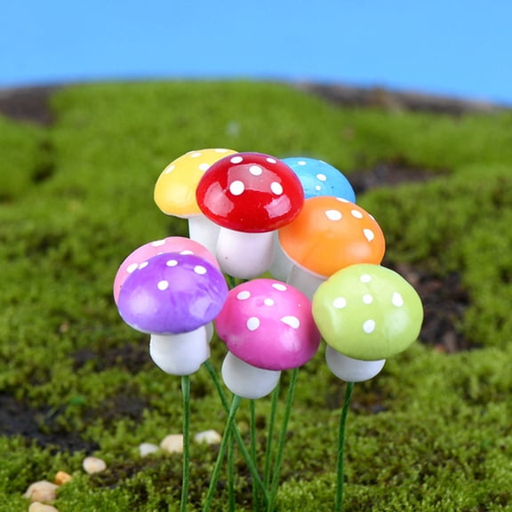 SPRING PARK Miniature Fairy Garden 8Pcs Mini Multicolor Artificial Mashroom Landscape Crafts Bonsai Garden Decor
