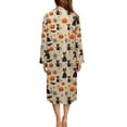 thumbnail image 2 of Xoenoiee Cat Pumpkin Bat Spider Web Print Women Long House Coat Halloween Zipper Front Robes Full Length Nightgowns with Pockets Loungewear Bathrobe, Size S, 2 of 7