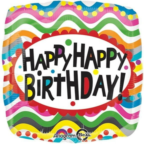 Celebrations 18sq Hx Birthday Squiggles