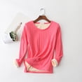 thumbnail image 2 of Womens Long Sleeve Thermal Pullover Crewneck Shirts Winter Warm Fleece Lined Pajamas Tops Soft Fuzzy Lounge Homewear, 2 of 6