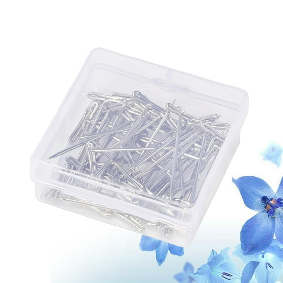 NICEXMAS 100 Pcs Stainless Steel T Pins for Wig Styling with Portable Plastic Storage Box, Easy to Carry and Organize