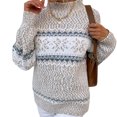 thumbnail image 3 of Suéter navideño Hipepigie para mujer, suéter de punto cálido de invierno, jersey de manga larga con estampado de copos de nieve, jersey de cuello medio alto, 3 of 5
