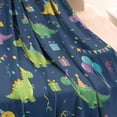 thumbnail image 3 of DarkBlue Cartoon Dinosaurs PartyElements Pattern Blanket,Comfortable Soft Flannel Throw Blanket,All Season,Warm Lightweight Blankets for Sofa Bed Couch Living Room Chair,30"x40", 3 of 4