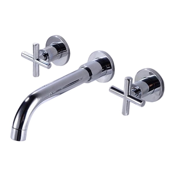 Grifo De Cocina De Pared ZPSPZ Latón Blanco - Caño Giratorio 20cm, Agua Fría Y Caliente Con Aireador (Doble Agujero)