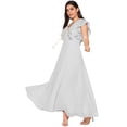 thumbnail image 2 of eloria Women's Ruffels Sleeve Party Wear Dress A-line Fit & Flare Long Dress Size: M | Color: Light Grey, 2 of 5