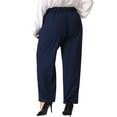 thumbnail image 4 of DARING DIVA Women's Plus Elastic High Waisted Long Straight Pants 1X Navy Blue, 4 of 6