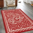 thumbnail image 3 of Valentine's Day Washable Area Rug 4 x 6 ft Abstract Boho Romantic Floral Leaf Dark Red Love Heart, Soft Non Slip Rugs Stain Repellent Indoor Felt Carpet for Living Dining Room Bedroom Home Office, 3 of 9