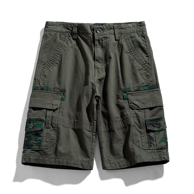 LSLJS Men's Mode Été Extérieur Décontracté Patchwork Couleur Bouton Multi-Poches Sport Shorts Pants Cadeaux for Men