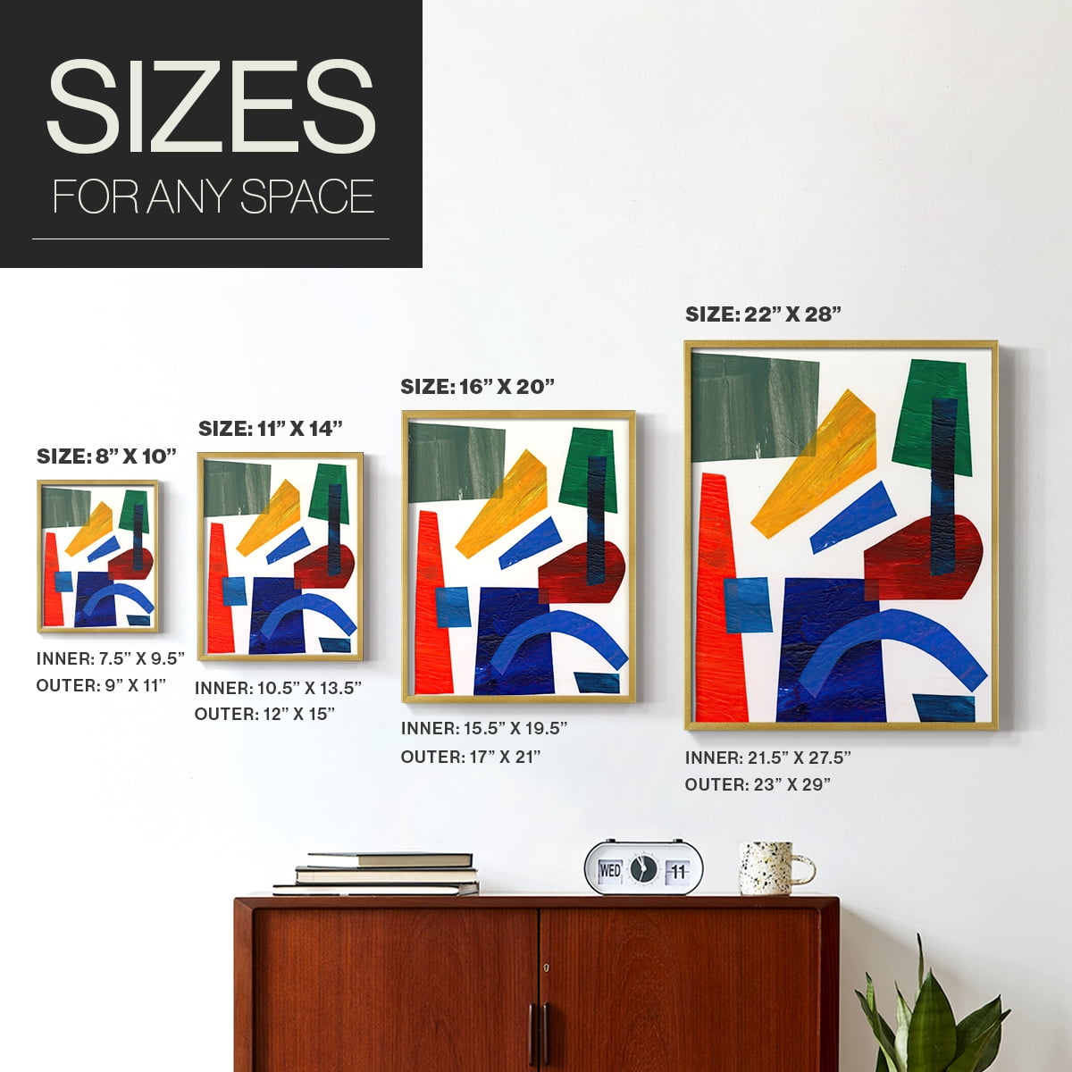 Colorful Shapes I in Paper Solid Wood 8 x 10 Framed Print