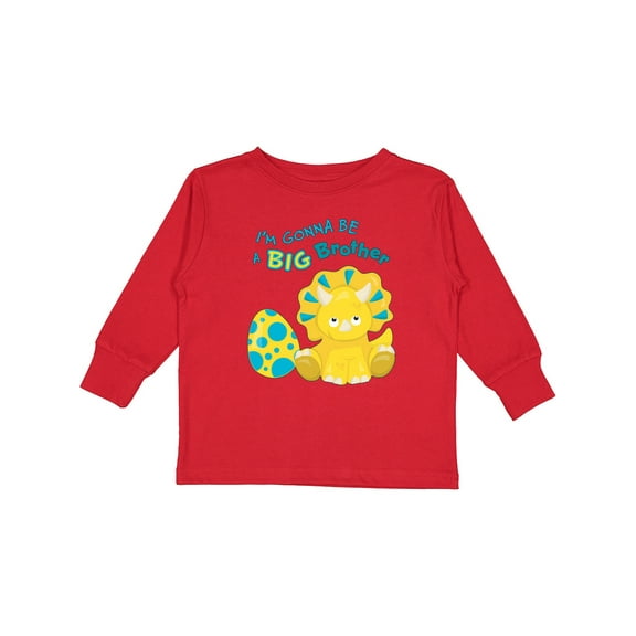 Inktastic I'm Gonna Be a Brother-dino Boys Long Sleeve Toddler T-Shirt