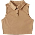 thumbnail image 1 of Chaleco sin mangas con cuello abotonado y ribeteado - Cuello elegante, textura ribeteada, ideal para combinar en verano, 1 of 5