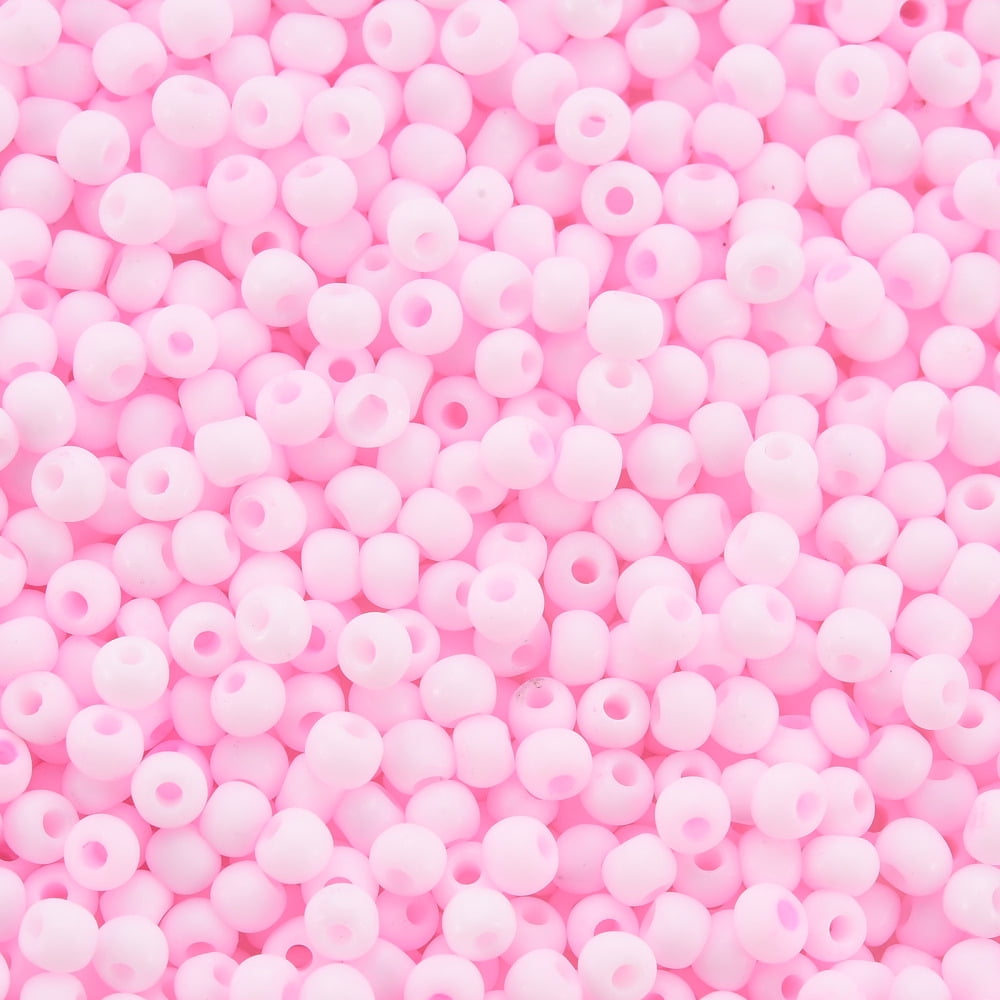 1Pound 8/0 Opaque Glass Seed Beads Round Hole Frosted Colours Round Pearl Pink 3~4x2~3mm Hole: 0.8mm about 15000pcs/Pound