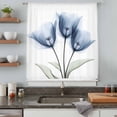 thumbnail image 5 of Blue Tulip Sheer Curtains 45 Inches Long, Spring Floral Botanical Leaves Pastoral Light Filering Curtains, Breathable Simi Curtain Privacy Drapes for Kitchen Bathroom Small Window Treatment, 5 of 9
