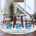 thumbnail image 4 of Enjoy Summer Round Living Room Rugs 8 ft, Coastal Watercolor Blue Seahorses Wood Grain Washable Large Area Rug with Non-Slip Sturdy Edge Binding Round Carpet for Dining Room Kitchen Office, 4 of 9