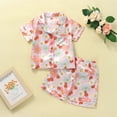 thumbnail image 3 of Toddler Baby Kids Boys Girls Satin Summer Pajamas Set Short Sleeve Button-Down Pajamas Top Pants 2Pcs Loungwear Sleepwear Pjs 0-6 Years, 3 of 7