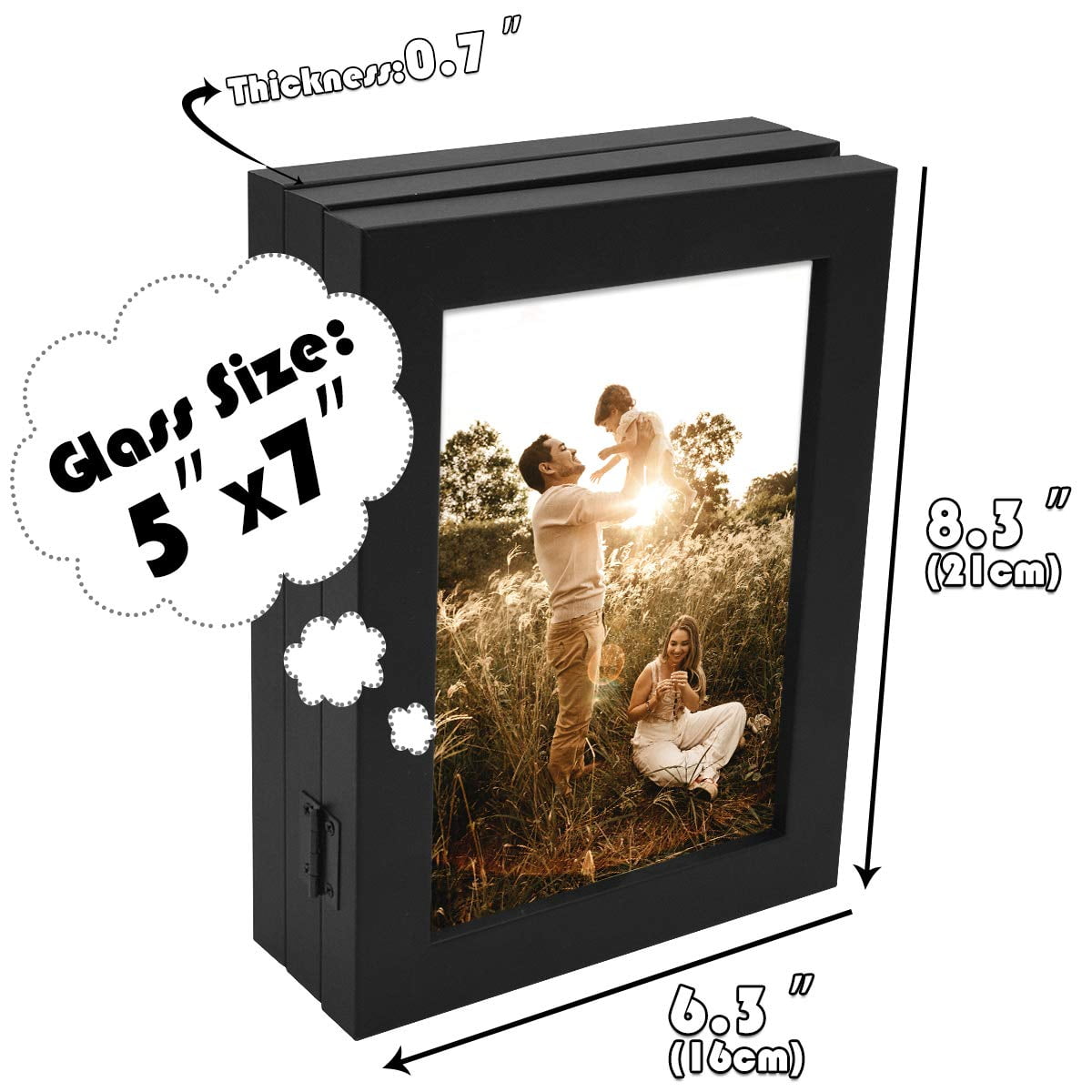 Golden State Art 5x7 3-Opening Trifold Hinged Collage Picture Frames with Real Glass, Black, 2-Pack