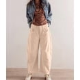 thumbnail image 5 of Women'S Corduroy Pants Mid-Rise Elastic Waist Cord Pant Casual Wide Leg Baggy Trouser with Pockets Cream White XL, 5 of 9