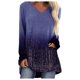 thumbnail image 1 of Camiseta de manga larga con cuello en V para mujer de moda Blusa con estampado de otoño Tops Fridja  hj4718, 1 of 5