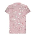 thumbnail image 4 of Womens Striped T Shirts Cap Short Sleeve Summer Tops V Neck Dressy Casual Fashion Tees Plus Size Outfits (S, Pink|Floral), 4 of 5