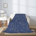 thumbnail image 2 of Throw Blanket for Couch Sofa and Bed, navyblue star vintage Super Soft Plush Throw Blanket, Fuzzy Cuteness Comfy Warm Washable Flannel Blanket & Throws for All Season 80"x60", 2 of 5