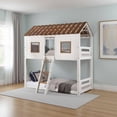 thumbnail image 3 of Nara Twin Size Bunk Bed- House Design with Ladder- White Rustic Wood, 3 of 6
