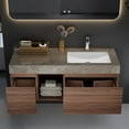thumbnail image 3 of 48 inch Floating Bathroom Vanity with Sink, Modern Wall Mounted Vanity Bathroom Storage Cabinet with Grey Sintered Stone Countertop, Ceramic Single Sink, 3 of 6
