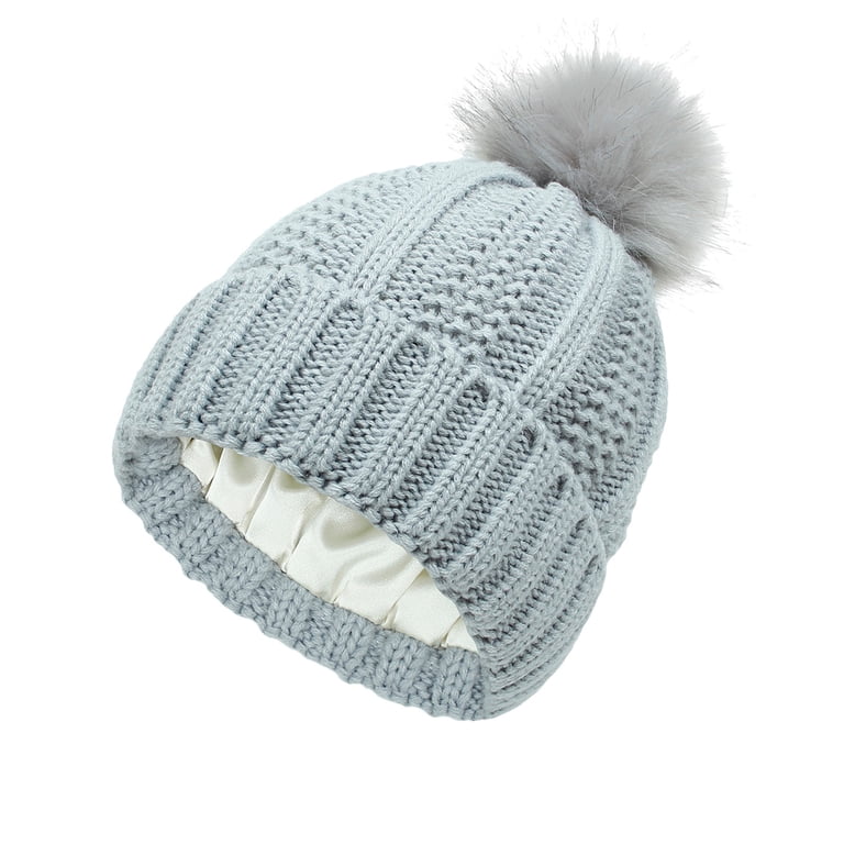 NWT VITALLA KNIT HAT WITH POM POM fleece lined gray women beanie hat pom pom beanie fleece lined winter hat grey  main image 2