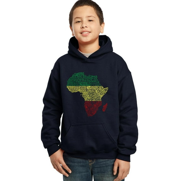 LA Pop Art Boy's Word Art Hooded Sweatshirt - Countries in Africa