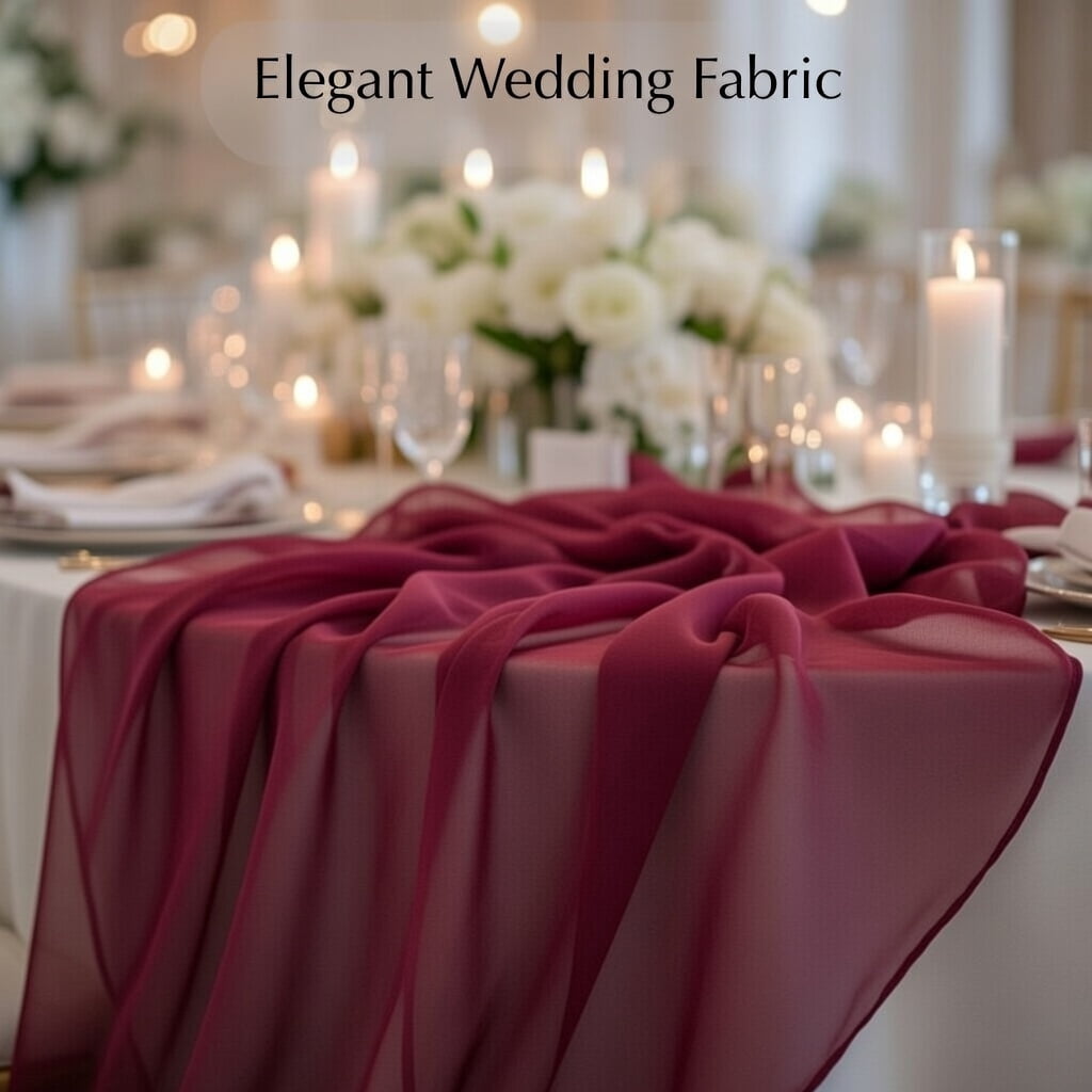Sedona Designz 120 Inches Wide Sheer Voile Chiffon Fabric for Events - Burgundy