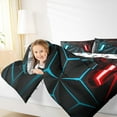 thumbnail image 5 of Feelyou Cartoon Game Console Bedding Comforter Set for Kids, Neon Glowing Honeycomb Twin Comforter Sets, Cyan Red Gaming Gamer Reversible Bedding Set, Lightweight Room Decor, 2pcs, 5 of 9
