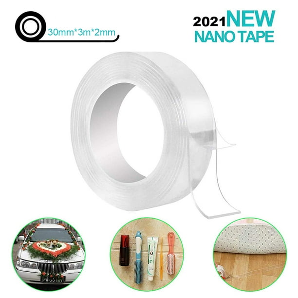 Nano Tape Roll Double Sided Adhesive Tape 30Mm**2Mm Traceless Washable Nano  Tape Stick Grip Reusable Nano Pads For Fixing Car Windowshield Glass Carpet  Mats Photos Posters Household Indust 