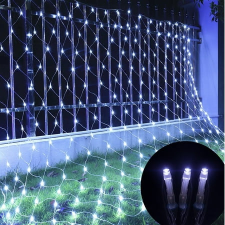 Outdoor Net Lighting 9.84*6.56ft 200LEDs LED Net Mesh String Light Outdoor Waterproof Chirstmas Wedding Party Holiday Decor White ()
