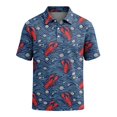 thumbnail image 5 of GrmtClth Mens Beach Short Sleeve Polo Top Cute Seashell Crayfish Lobster Pattern Short Sleeve Button Placket Lightweight Summer Cruise Polo Tee Highlighted With Faint Ocean Texture Yellow M, 5 of 6
