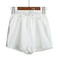 thumbnail image 4 of Owordtank Linen Hiking Shorts for Women High Waist Wide Leg Loose Casual Hiking Shorts, 4 of 8