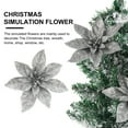 thumbnail image 4 of Gymnture 9 Glitter Poinsettia Xmas Tree Ornaments - Silver, 4 of 10