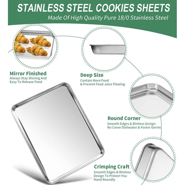 P&P CHEF Baking Cookie Sheet Set of 2, Stainless Steel Baking Sheets Pan  Oven Tray, Rectangle 16”x12”x1”, Non Toxic… - Gently Sustainable Homestead