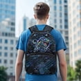 thumbnail image 6 of POLERO Durable Backpack for School Daypack, Polyester Fabric Adjustable Strap School Backpack, Cyber Dinosaur Print, 6 of 10