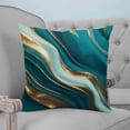 thumbnail image 4 of 18x18 Pillow Covers Set of 2, Teal Marble Throw Pillow Covers Decorative Couch Cushion Case, Modern Abstract Gold Fluid Art Microfiber Square Pillowcases for Bedroom Car Living Room, 4 of 7