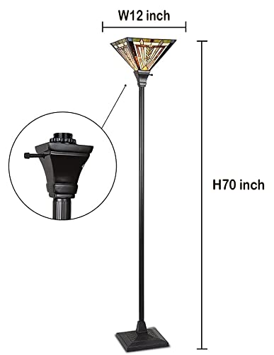 Tiffany Torchiere Floor Lamp,Stained Glass Lamp Shade