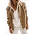 thumbnail image 2 of Vedolay Jacket Women Oversized Button Down Shirt Fall Outfits Streetwear Trendy Coat Khaki,S, 2 of 5